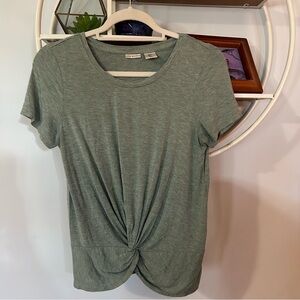 Max Studio Women’s S Small Aqua Short Sleeve Blouse Top Twisted Front Knot